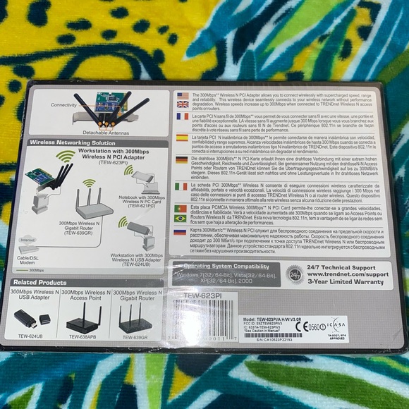 TrendNet 300 Mbps Wireless N PCI Adapter. NWOT still in box. - Picture 2 of 8